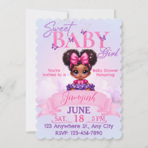 Sweet Afro Puff Flicka Rosa/Lila Baby Shower