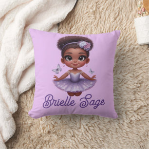 Sweet Afro Puff Lila Ballerina Girl Kudde