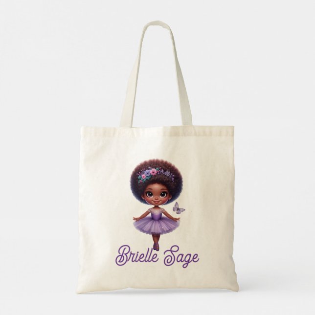 Sweet Afro Puff Lila Ballerina Girl Tygkasse (Baksida)