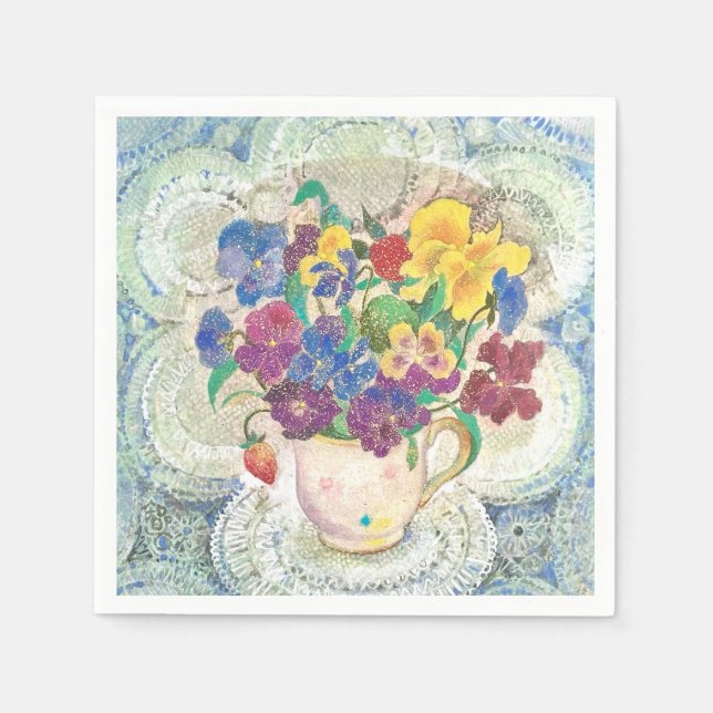 Sweet Afternoon: A Dreamy Floral  Pappersservett (Framsidan)