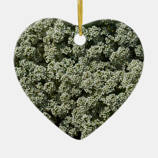 Sweet Alyssum Flowers White Blommigt Julgransprydnad Keramik (Framsidan)