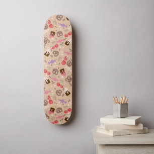 Sweet and Salty Treats Beige Mönster Mini Skateboard Bräda 18,5 Cm