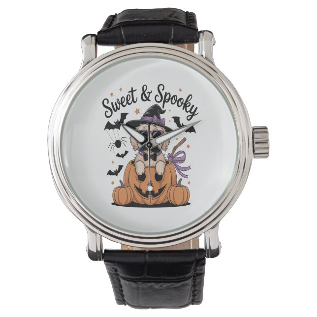 Sweet and Spooky Hund Halloween Armbandsur (Framsida)