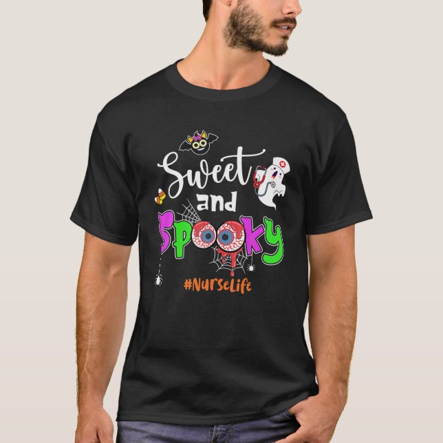 Sweet And Spooky Nurse Life Stethoscope Halloween T Shirt (Framsida)