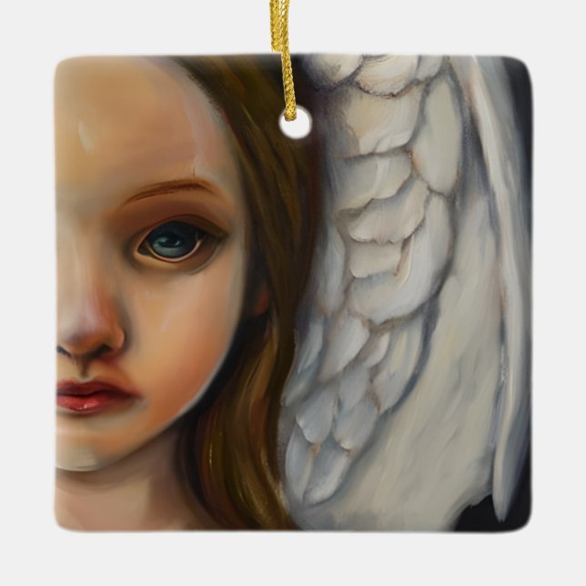 Sweet Angel Girl Julgransprydnad Keramik (Framsida)