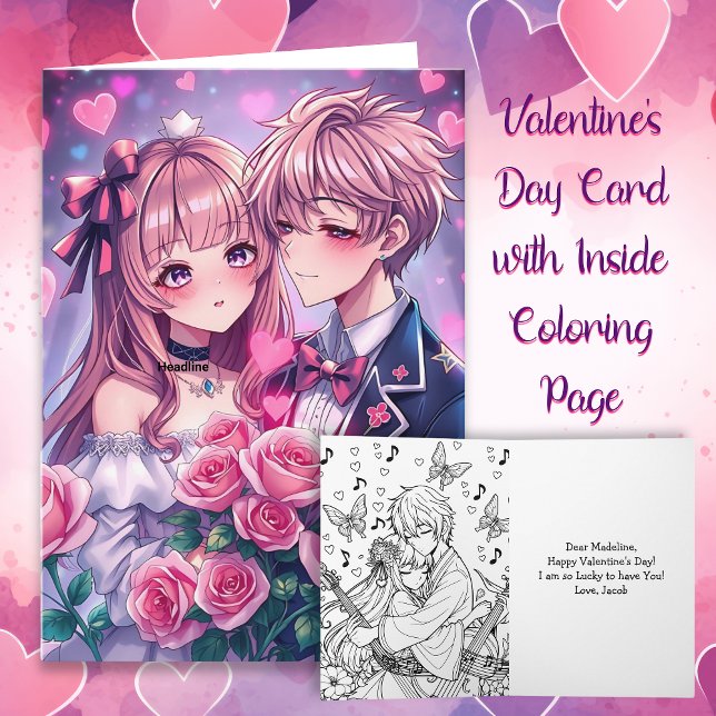 Sweet Anime Personlig Photo Valentine Day Kort (Skapare uppladdad)