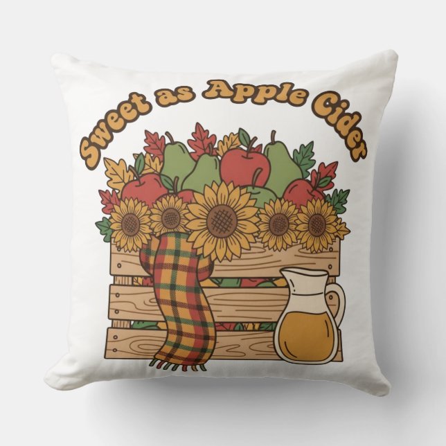 Sweet as Apple Cider Fall Crate Kudde (Framsida)