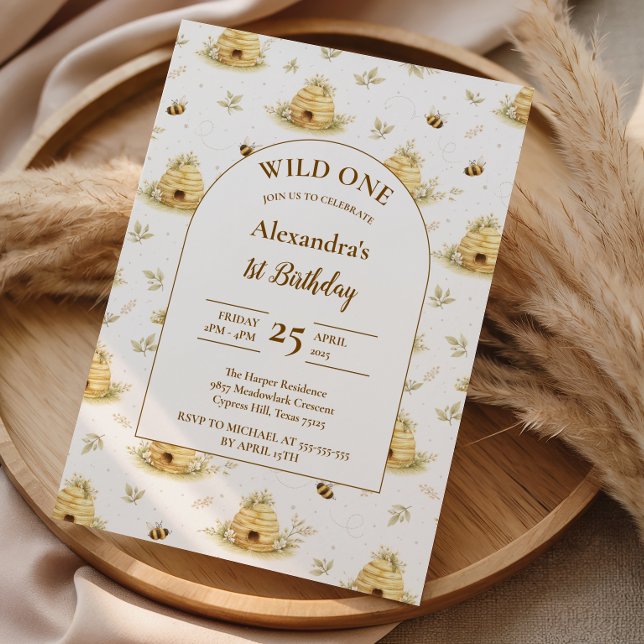 Sweet As Can Bee Wild One Birthday Inbjudningar (Skapare uppladdad)