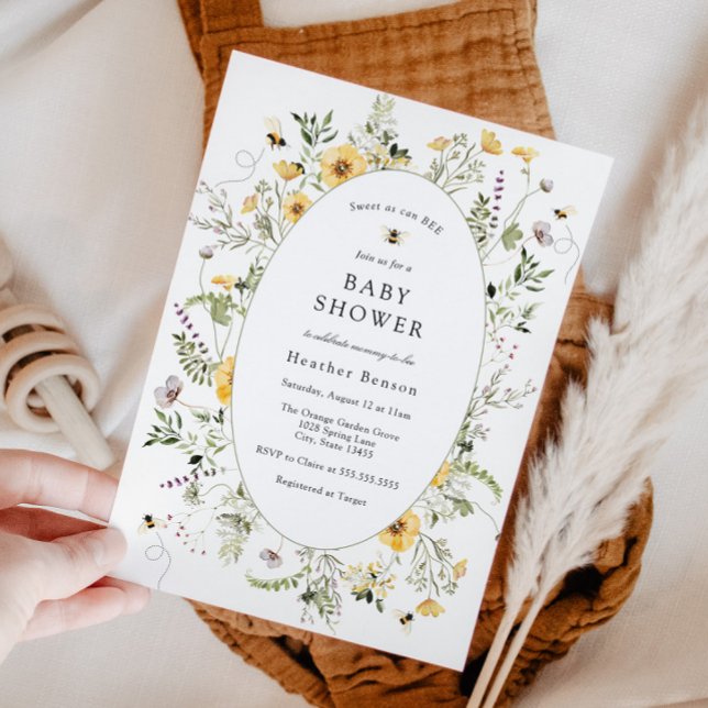 Sweet as Can Bee Yellow Flowers Baby Shower  Inbjudningar (Skapare uppladdad)