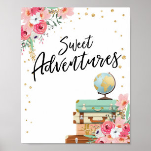 Sweet Äventyr tecknet Travel Shower Bord-tecken Poster