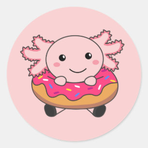 Sweet Axolotl Candy Law Donut Rosa Classic Round S Runt Klistermärke