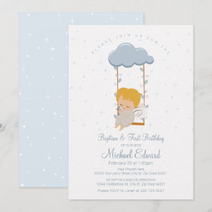 Sweet Baby Angel, First Birthday och Baptism Inbjudningar