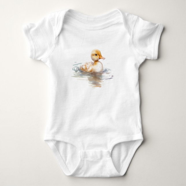 Sweet Baby Anka Duckling med Swimming T Shirt (Framsida)
