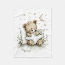 Sweet baby bear fast asleep on fluffy clouds fleecefilt