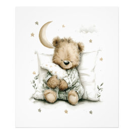 Sweet baby bear fast asleep on fluffy clouds fototryck