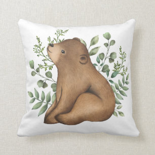 Sweet Baby Bear Woodland Forest Greenery Nursery Kudde