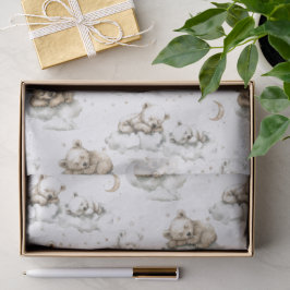 Sweet baby bears fast asleep on fluffy clouds