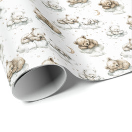 Sweet baby bears fast asleep on fluffy clouds presentpapper