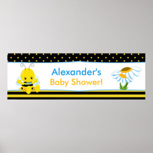 Sweet Baby Bee Boy Shower Banner Poster