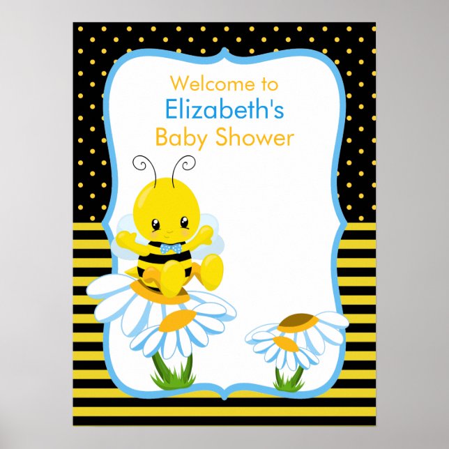 Sweet Baby Bee Boy Shower Poster (Framsidan)