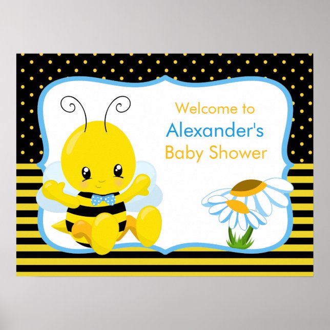 Sweet Baby Bee Boy Shower Poster (Framsidan)