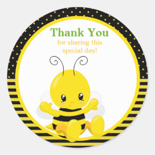 Sweet Baby Bee Tack Sticker Runt Klistermärke