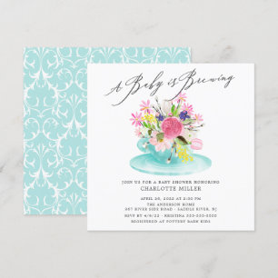 Sweet Baby Brewing Blommigt Baby Tea-inbjudan Inbjudningar