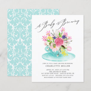 Sweet Baby Brewing Blommigt Baby Tea-inbjudan Inbjudningar