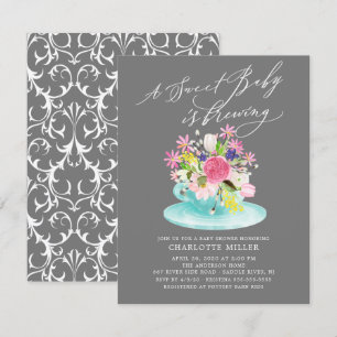 Sweet Baby Brewing Blommigt Baby Tea-inbjudan Inbjudningar