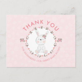 Sweet Baby Bunny Blommigt Baby Shower Tack Vykort