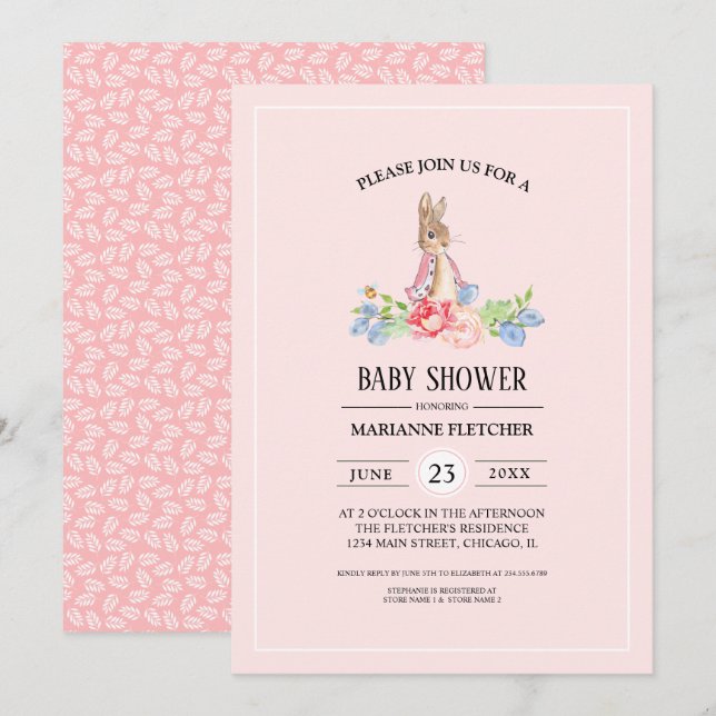 Sweet Baby Bunny | Kaninbabyskor Inbjudningar (Fram/baksida)