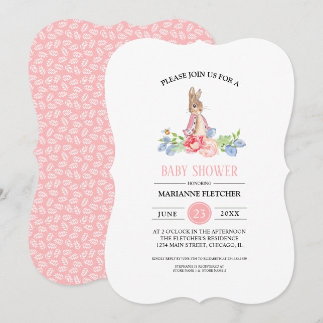 Sweet Baby Bunny | Kaninbabyskor Inbjudningar (Fram/baksida)