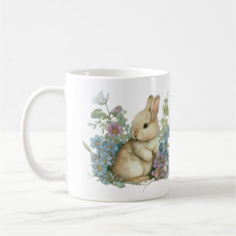 Sweet Baby Bunny med Blue Lila blommor Kaffemugg