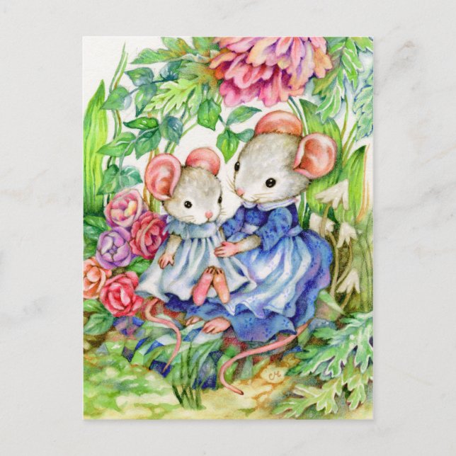 Sweet Baby - Cute Mouse Art Postcard Vykort (Framsida)