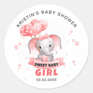 Sweet Baby Elephant Baby Shower Runt Klistermärke