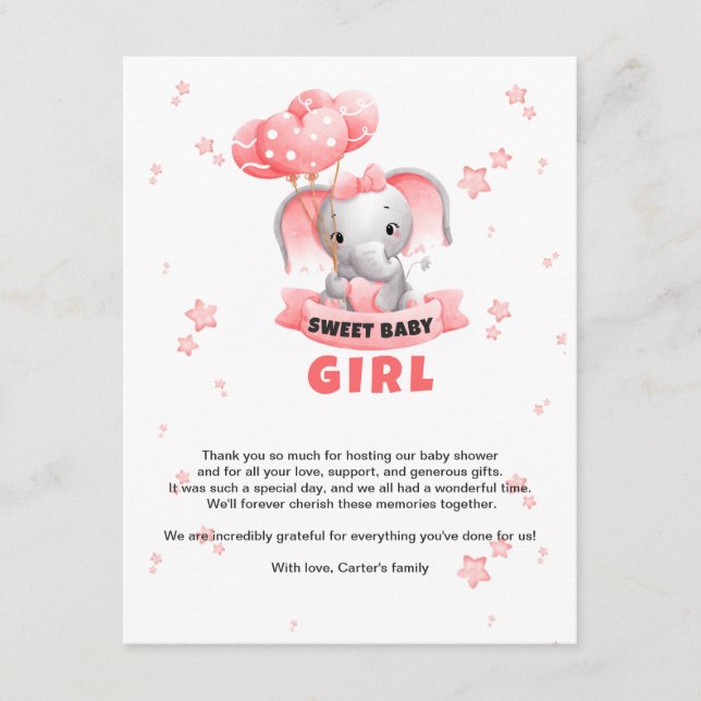 Sweet Baby Elephant Baby Shower Tilläggskort (Framsida)