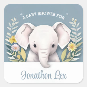 Sweet Baby Elephant Fyrkantigt Klistermärke