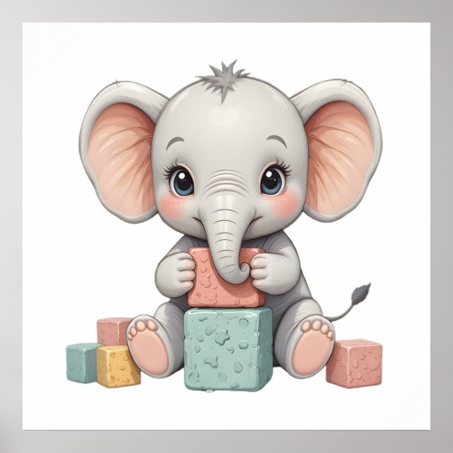 Sweet Baby Elephant Wall Art - Nursery Poster (Framsidan)
