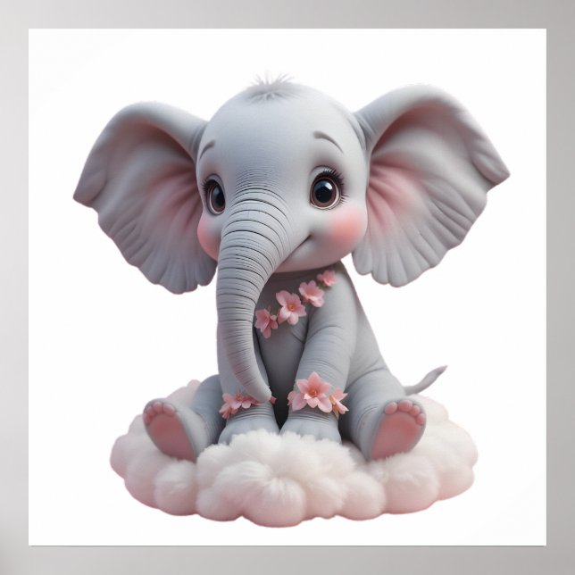 Sweet Baby Elephant Wall Art - Nursery Poster (Framsidan)