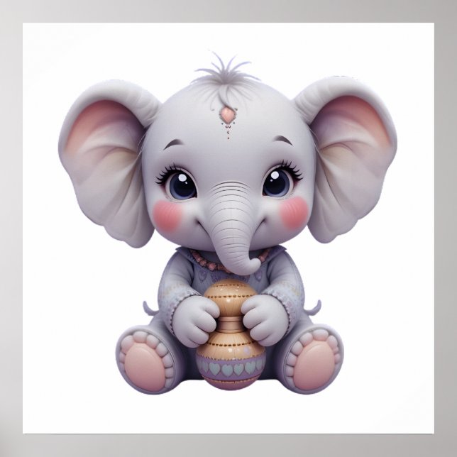 Sweet Baby Elephant Wall Art - Nursery Poster för (Framsidan)