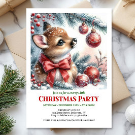 Sweet baby fawn Christmas kids invitation digital Inbjudningar