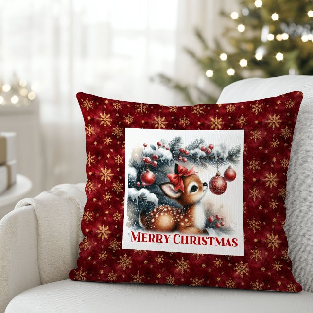 Sweet Baby Fawn Winter Scene Kids Room Decor Xmas Kudde (Sweet Baby Fawn Winter Scene Kids Room Decor Christmas Pillow

)