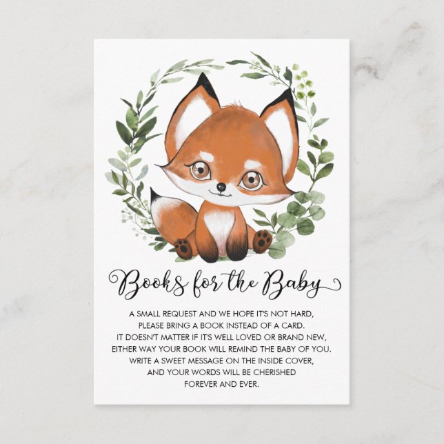 Sweet Baby Fox Woodland Greenery Bok för Baby Tilläggskort (Framsida)