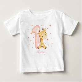 Sweet Baby Giraffe Girl First Birthday T Shirt