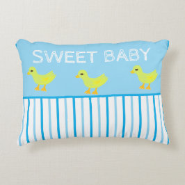 Sweet Baby Gult Ankor Blue White Rand Prydnadskudde