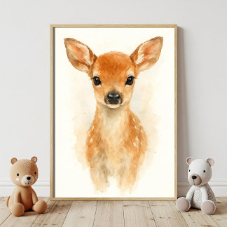 Sweet Baby Hjort Woodland Nursery Decor Poster