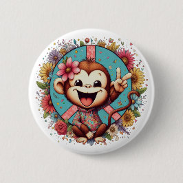 "Sweet Baby Peace Monkey" Button Knapp