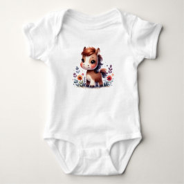 Sweet Baby Pony with Flowers | Cute Animal Art T Shirt
