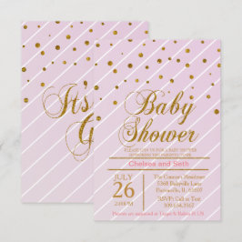 Sweet Baby Rosa & Guld Confetti | Babyskor Inbjudningar