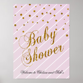 Sweet Baby Rosa och Guld Confetti - Välkommen Poster